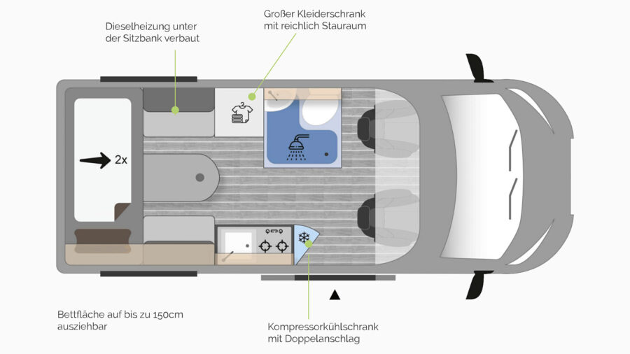 Clever Duo 540: buscamper met badkamer